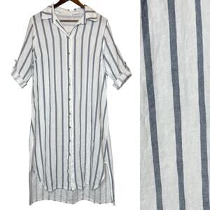 Milio Milano Linen Striped Midi Shirt‎ Dress Italy